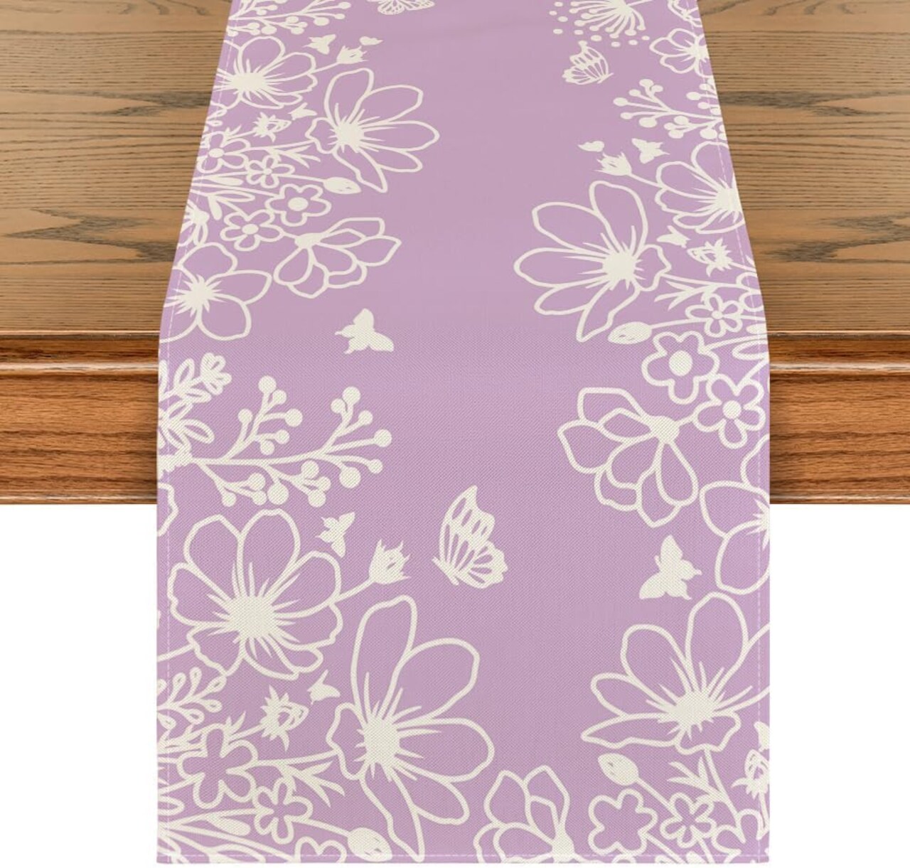 Bloom Flowers & Butterfly Table Runner – Seasonal Spring & Holiday Décor for Dining & Kitchen